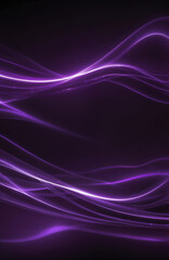 Flowing purple light waves on a dark background, creating an elegant and futuristic design. Great for tech or abstract visuals. Generative AI