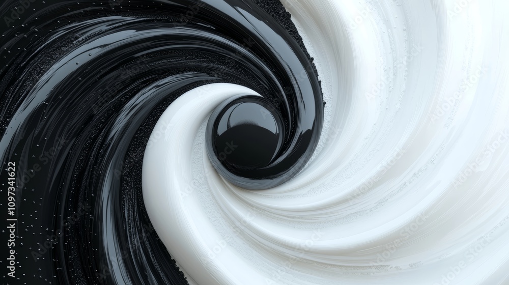 Poster dynamic abstract swirl design in black and