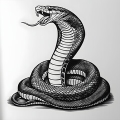 Fototapeta premium Fierce Cobra: Monochrome Art with Striking Detail