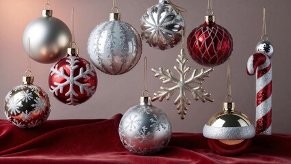 Festive Christmas Ornaments Collection with Glitter and Metallic Finishes