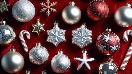 Festive Christmas Ornaments Collection with Glitter and Metallic Finishes
