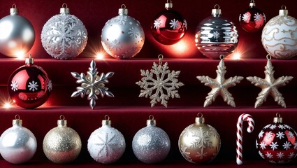 Festive Christmas Ornaments Collection with Glitter and Metallic Finishes