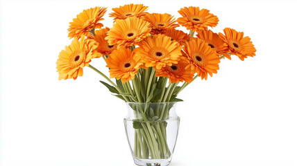 Obraz premium 透明な花瓶に生けられた鮮やかなオレンジの花