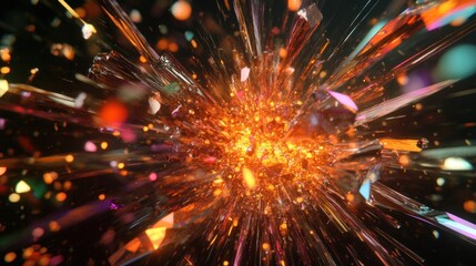 Crystal Explosion Radiant Orange Glimmering Light