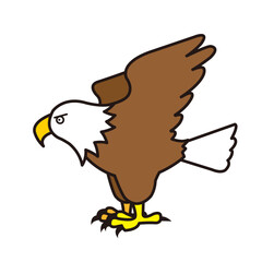 翼を広げた鷹のイラスト　主線あり