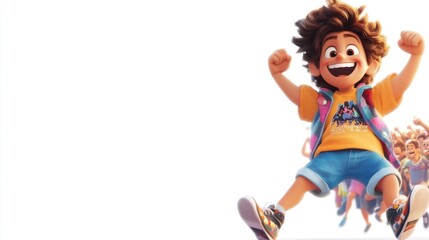 Fototapeta premium A joyful animated character celebrating with excitement and energy.