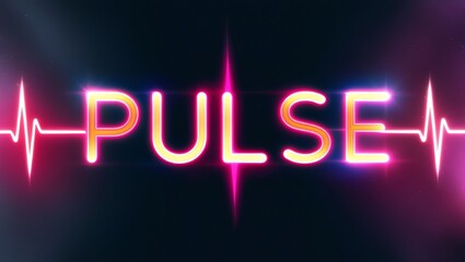 Glowing neon "Pulse" text with heartbeat graphic.