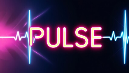 Neon Pulse sign with heartbeat graphic.