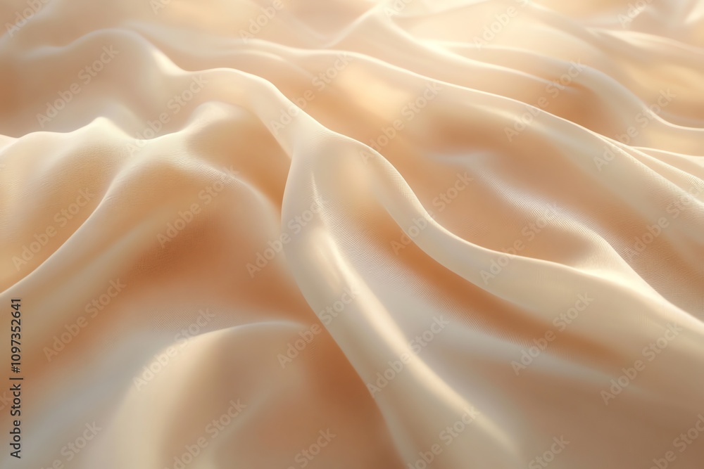 Poster a close-up view of soft, flowing fabric with gentle folds and a warm, light tone.