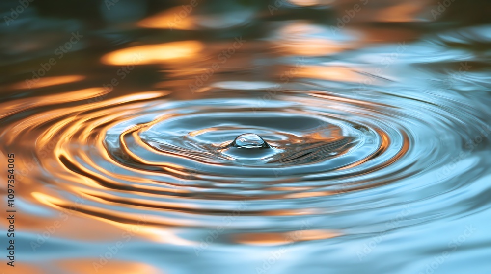 Aufkleber a close-up of water ripples reflecting warm colors, creating a serene and calming effect.