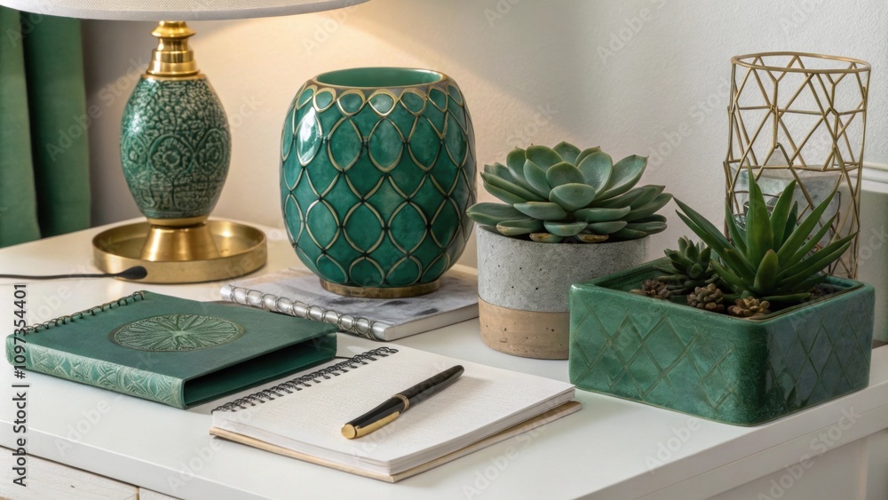 Aufkleber tastefully arranged decorative objects atop the desk bring a personal touch blending functionality w