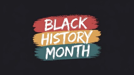 Black History Month Graphic with Bold Red, Yellow, Green Brushstrokes on Solid Black Background