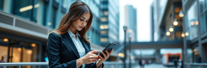 Closeup of a professional woman using smartphone for work tasks, lifestyle, connection