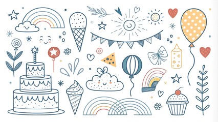 set of birthday elements