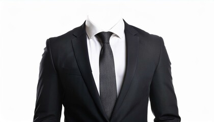 man in suit without head isolated on white background