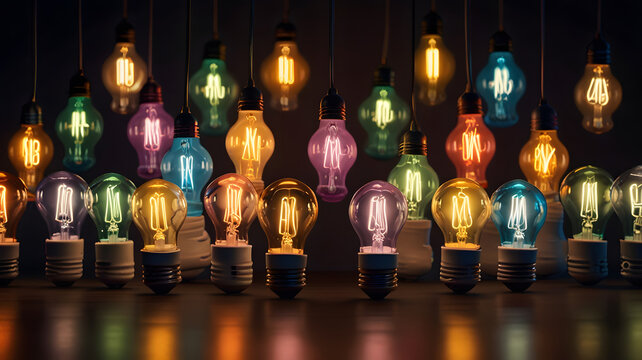 concept collective brainstorming innovation teamwork creativity creative brainstorm ideas light bulb diverse group colorful miniature human figures collaboration diversity engagement share