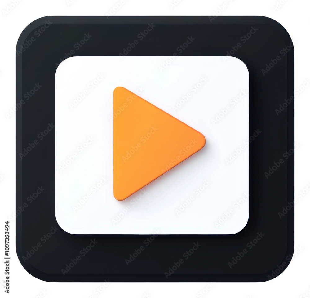 Poster play button icon for multimedia interaction online isolated on transparent background