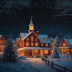 Fototapeta premium Christmas house in the woods