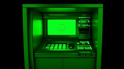 Green Illuminated Automated Teller Machine Interface