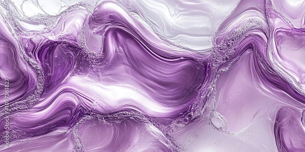 Poster abstract purple waves with smooth textures creating a fluid, artistic design.