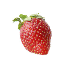 One whole ripe strawberry isolated on white