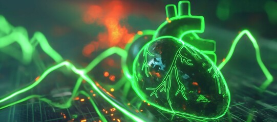 glowing realistic heart rate background 1