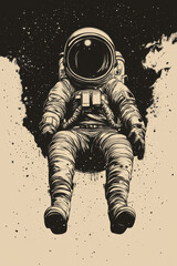 Occupation. A stylized illustration of an astronaut floating in space, surrounded by a cosmic background, showcasing the vastness of the universe.