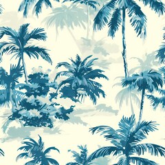 seamless tropical palm tree fabric background 
By Generated AI