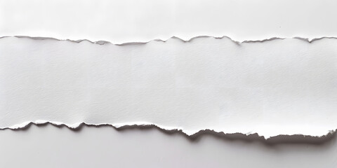 Fototapeta premium White Notebook Paper Tear with Rough Ripped Edges Isolated on a White Background for Design Projects, Branding, Social Media, Ads, Stationery, Digital Art, Presentations
