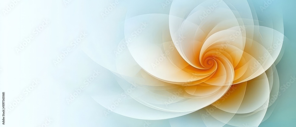 Poster abstract swirling pattern resembling a flower like structure with soft flowing curves in beige and p