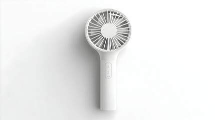 White handheld mini fan isolated on white background.