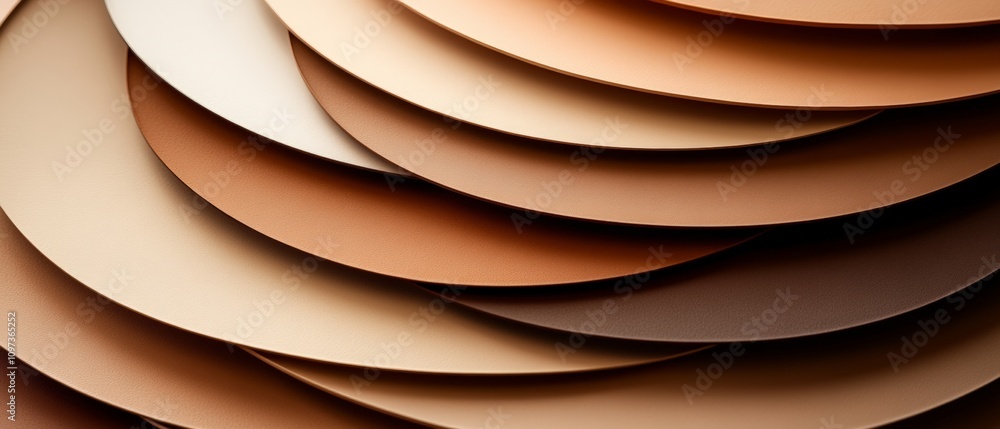 Poster abstract 3d layered composition in neutral beige and cream tones forming smooth wave like shapes wit