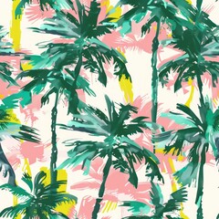 seamless tropical palm tree fabric background 
By Generated AI