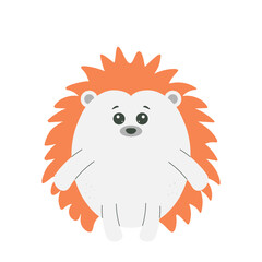 Cute Hedgehog character. Funny forest animal for postcards, magazines, banners. Vector flat childrens illustration isolated on white background