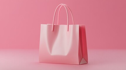 3d render of isometric womens pink shopping bag isolated on png transparent background