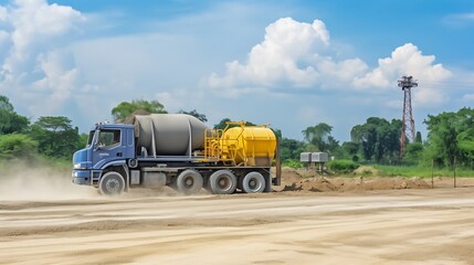 Large Truck Hauling Sand Construction Site