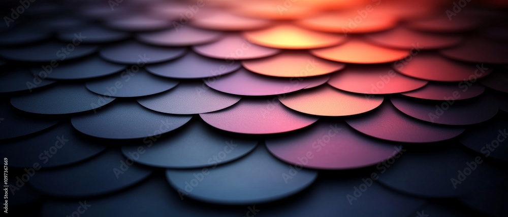 Poster abstract scaly texture with dark iridescent gradient lighting featuring overlapping metallic scales 