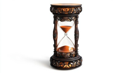 Elegant hourglass with intricate wooden design and sand