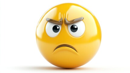 A confused 3D emoticon with one raised eyebrow, transparent background. 