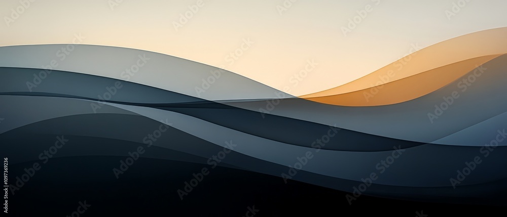 Poster smooth gradient waves in soft earth tones with elegant layering and fluid abstract movement creating