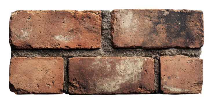 Brick logo showcasing detailed texture and realistic shadows isolated on transparent background