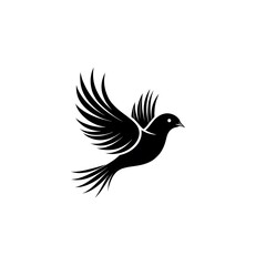 Fototapeta premium A stylized black silhouette of a bird in flight with outstretched wings