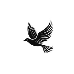 Obraz premium Silhouette of a Dove with Spread Wings in Flight