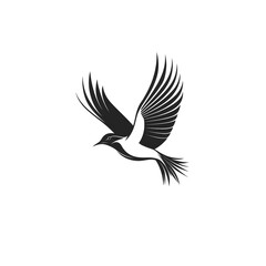 Obraz premium Stylized Black and White Illustration of a Bird in Flight