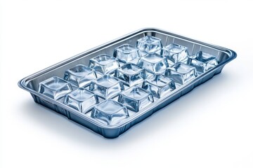 Fototapeta premium Ice tray with ice cubes, perfect for cooling drinks and refreshing beverages