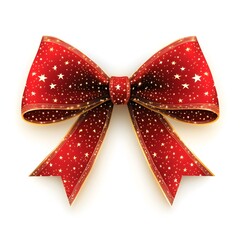 Red and Gold Bow with Star Pattern