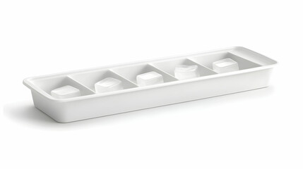 Naklejka premium White rectangular ice cube tray with four ice cubes.