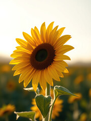 Obraz premium Close-up shot of a vibrant yellow sunflower in full bloom, garden, petals, vibrant, nature