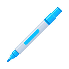 Light blue whiteboard permanent marker pen with cap off. School supplies, stationery, drawing, writing tool concept. Flat vector illustration isolated on a white background with copy space	
