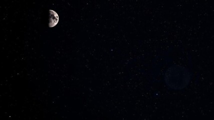 Naklejka premium Full moon illuminated in the night sky, with a close-up view of Earth in the background, moon, lunar surface